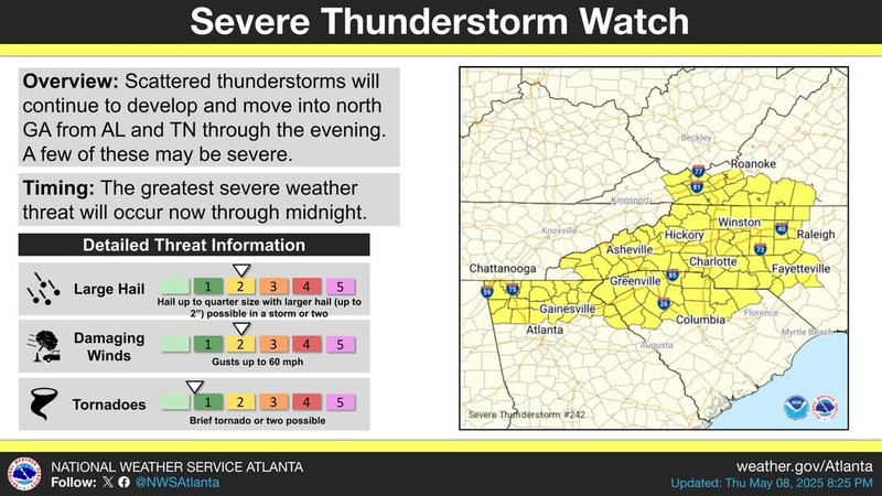 NWS WEATHER UPDATE: Severe Thunderstorm Watch in Effect Until Midnight