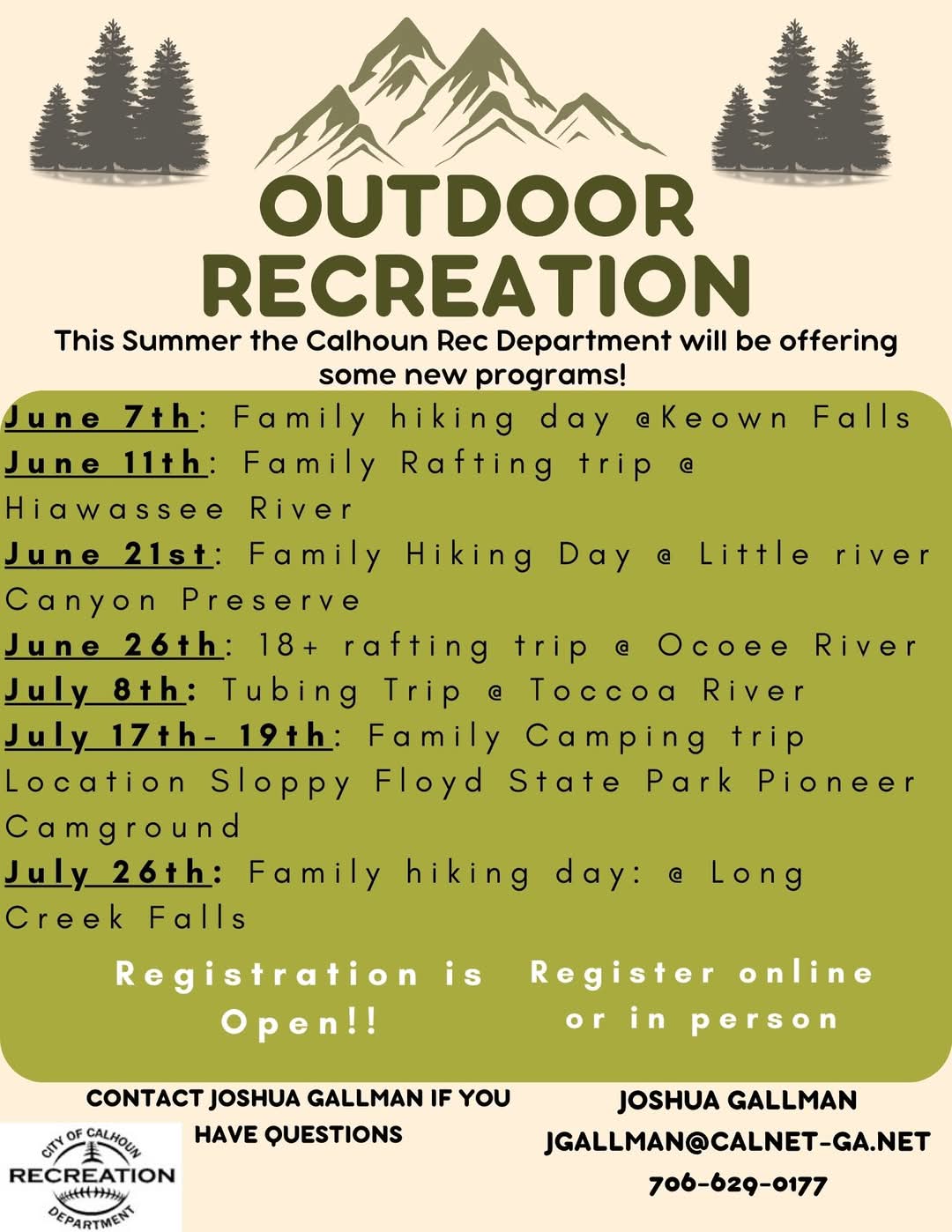 Get Outside with the Calhoun Rec This Summer