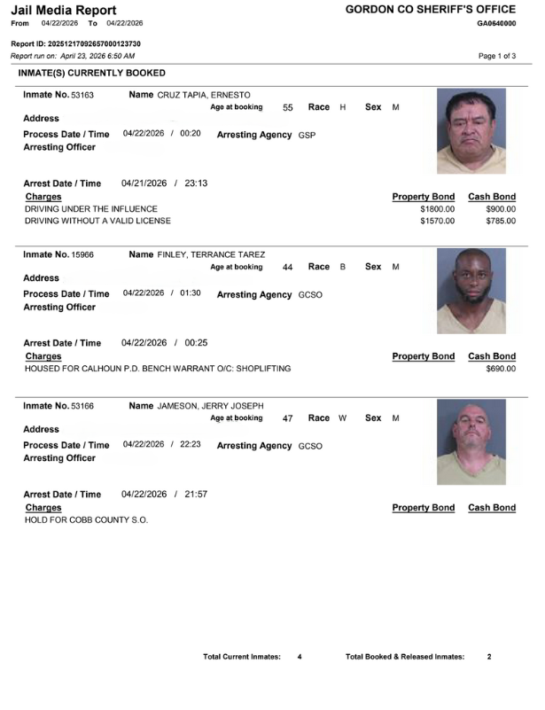 Arrest report Gordon 1