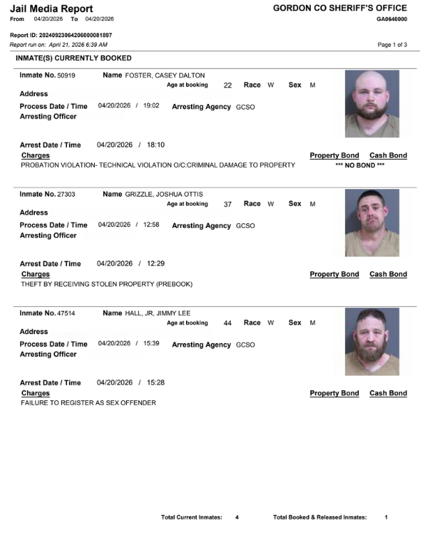 Gordon CO Arrests 1