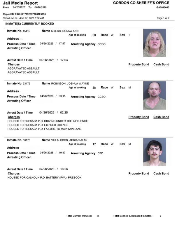 Gordon CO arrest report