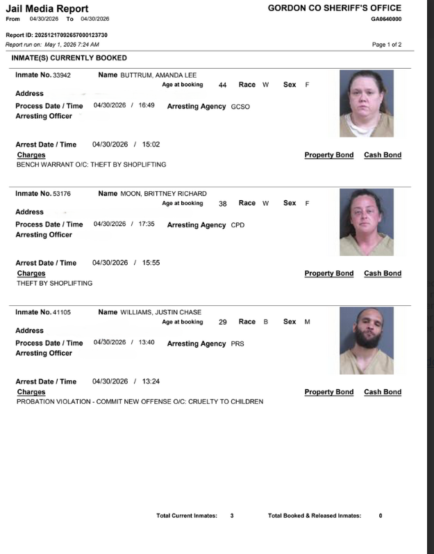 Gordon CO arrest report