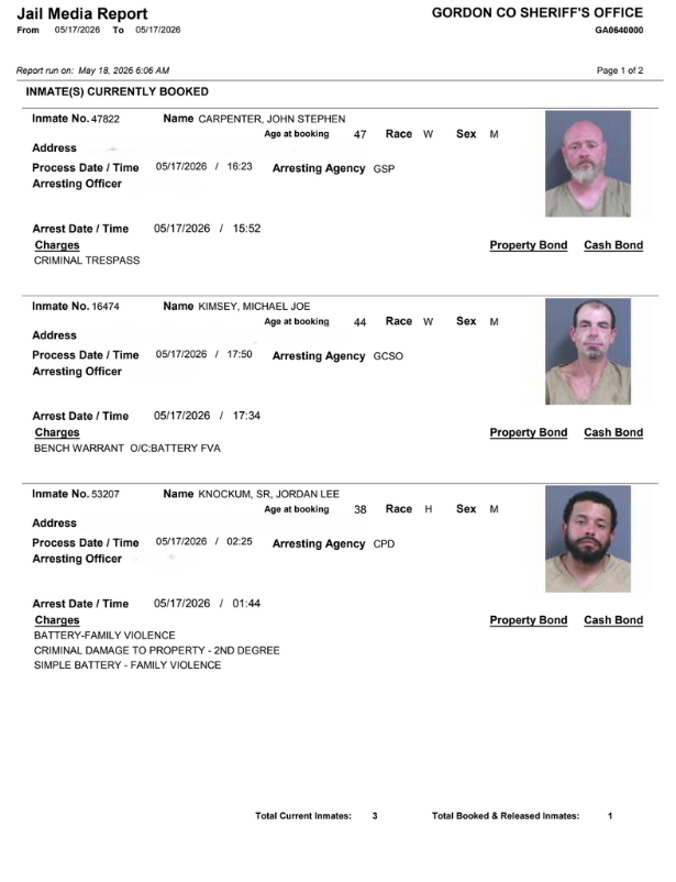 Gordon County Arrest report