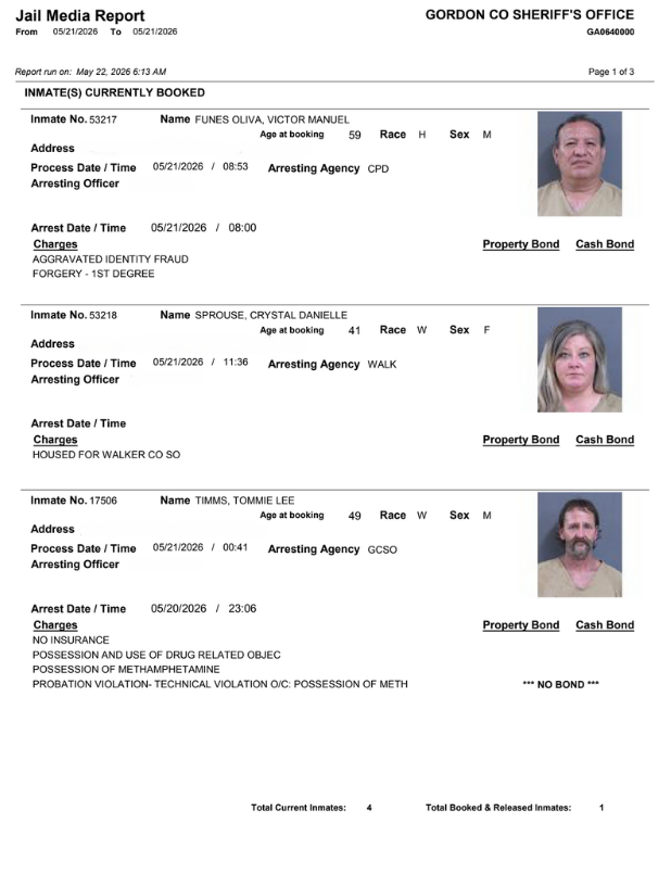 Gordon County Arrest report