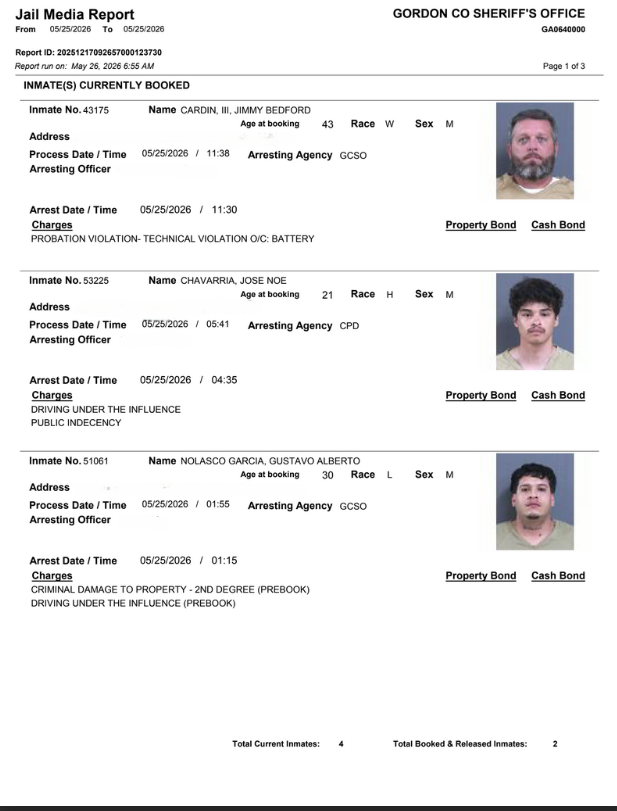 Gordon County Arrest report