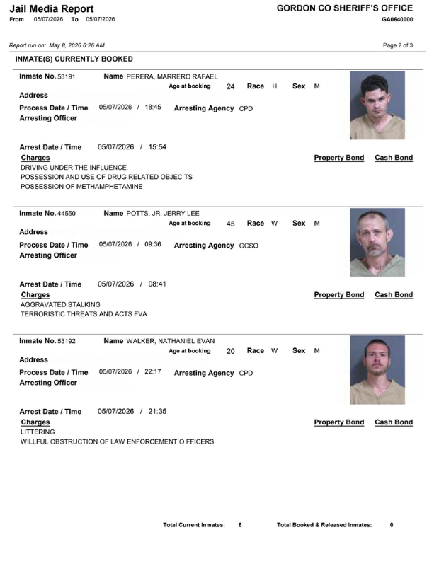 Gordon County Arrest report 2