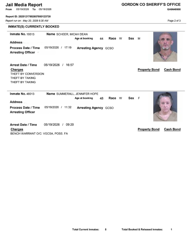Gordon County Arrest report 2