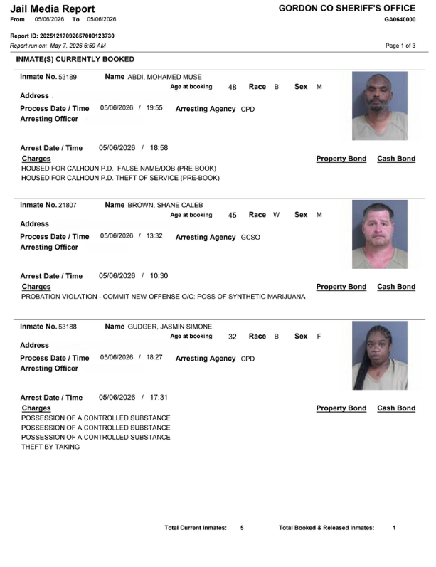 Gordon County Arrest report