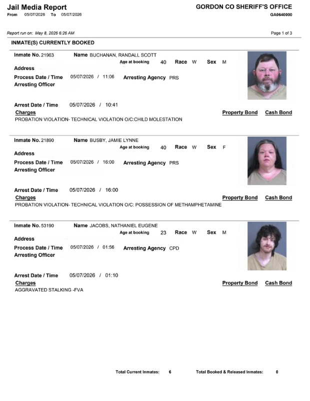 Gordon County Arrest report
