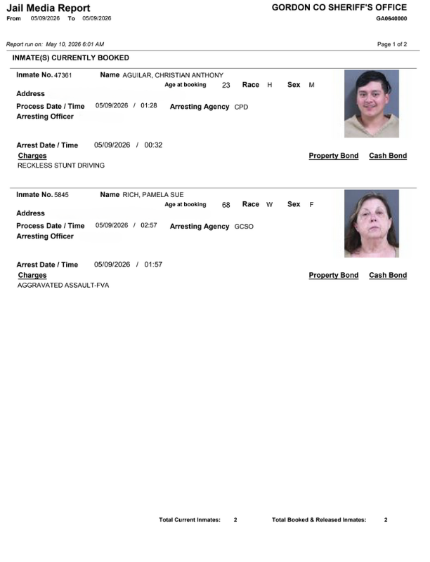 Gordon County Arrest report