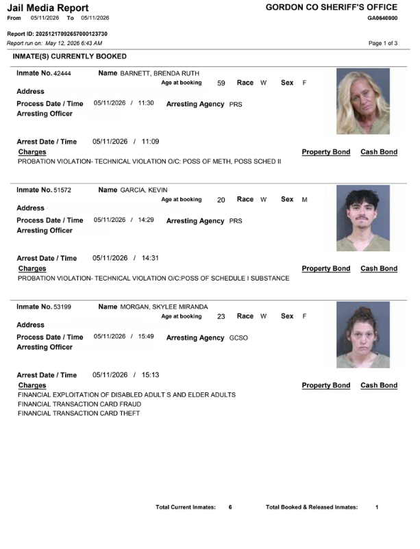 Gordon County Arrest report
